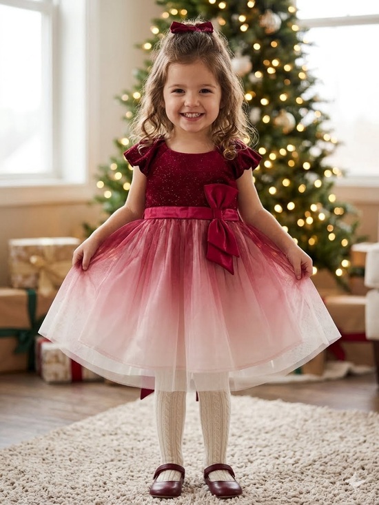 Other - Jona Michelle Red Velvet Ombré Tulle Party Dress size 3